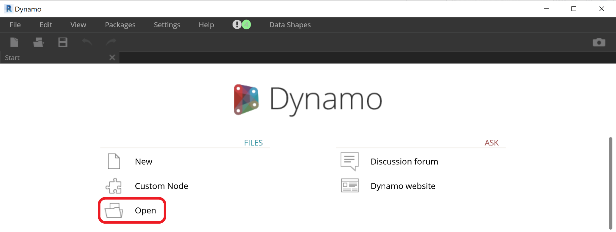 Dynamo-Datei öffnen