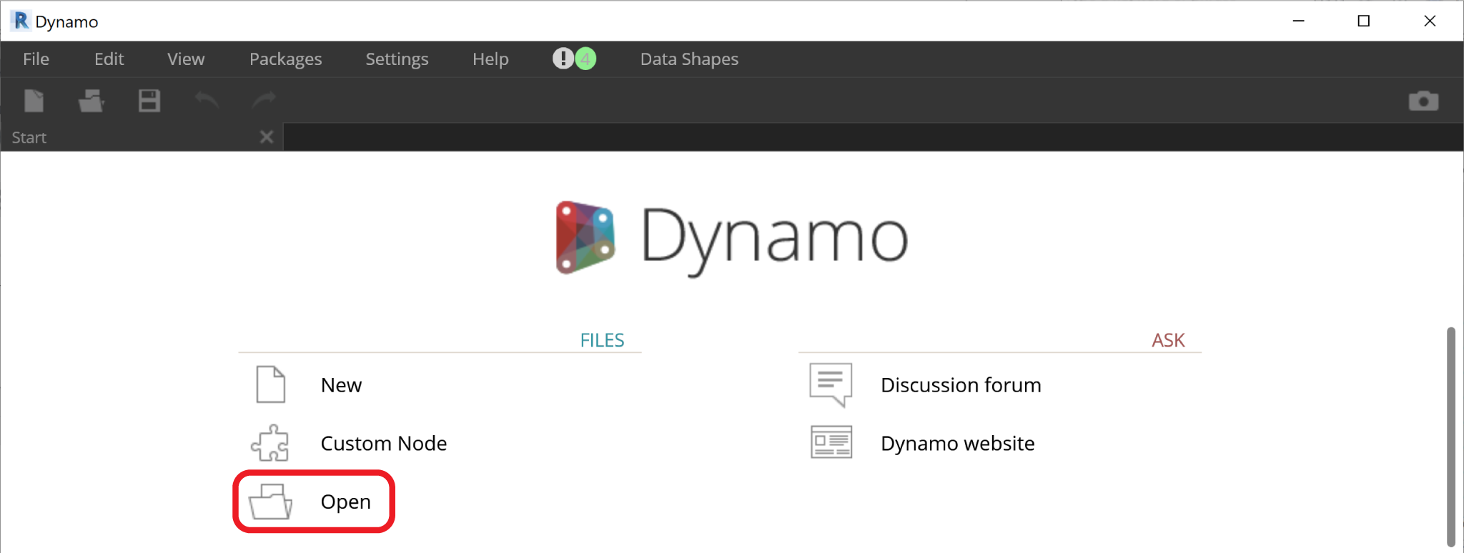 dynamo open file