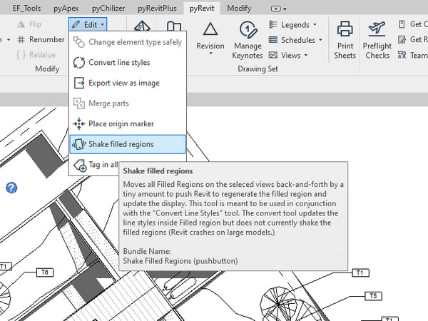 shake filled regions pyrevit feature