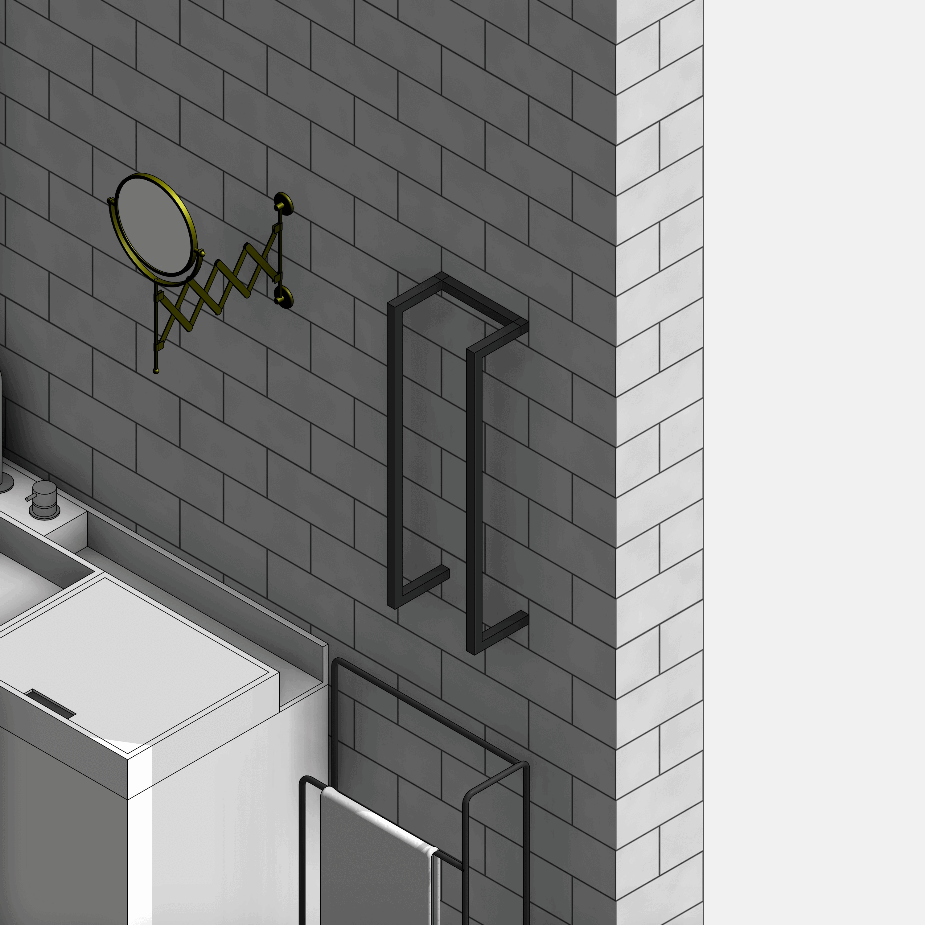 Wall-based towel rack demonstration in Revit