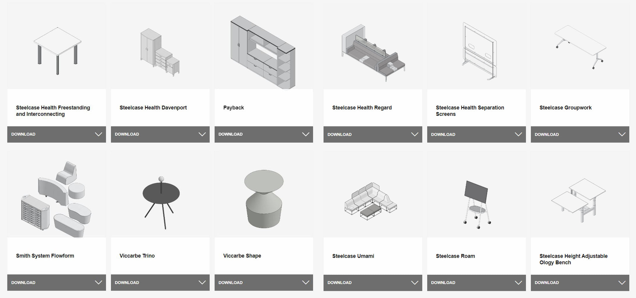 Steelcase Revit-Familien