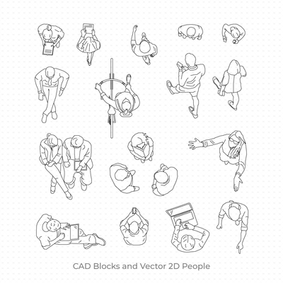 CAD Blocks & Vector 2D People in Top View download