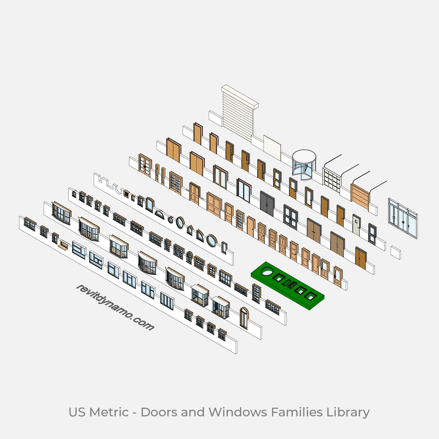 Revit 3D Doors and Windows Families Library (Metric) Free Download