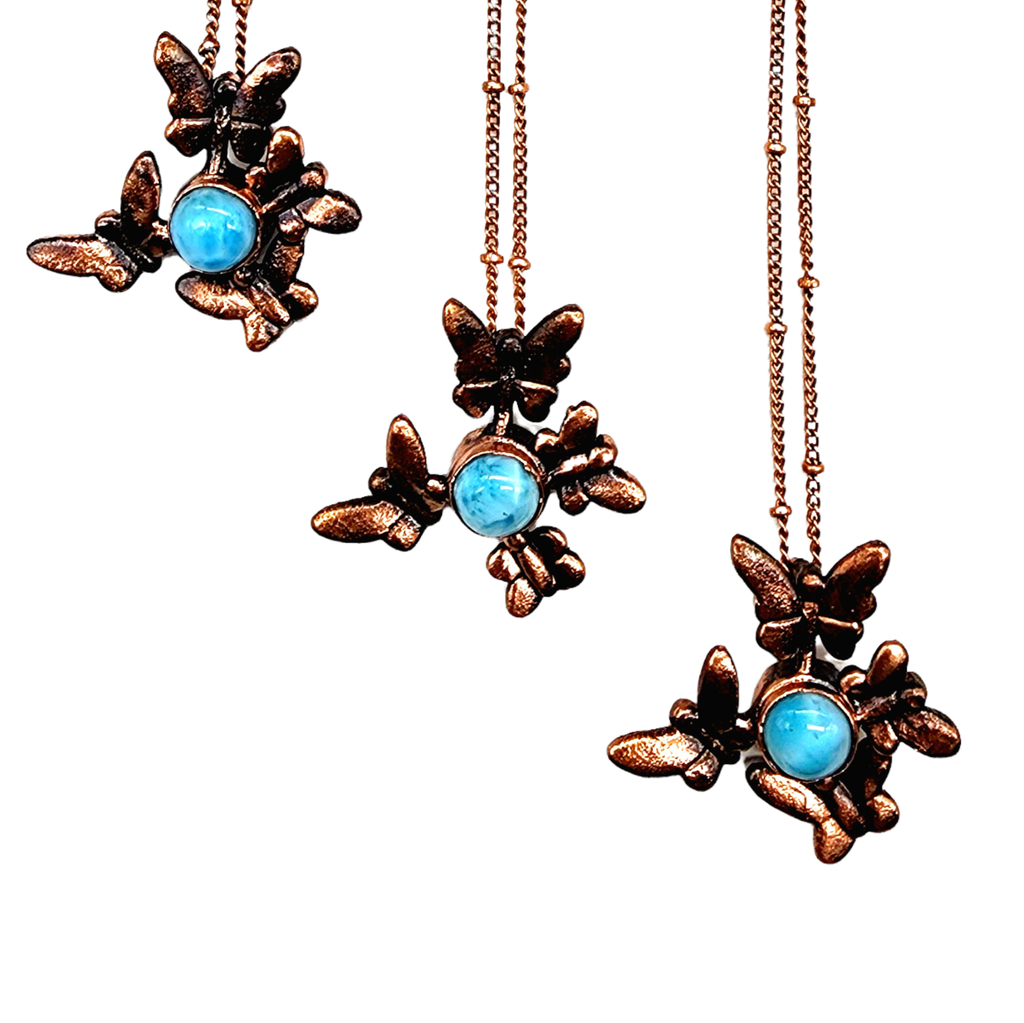 Larimar Butterfly Kaleidoscope Necklace