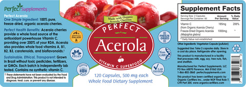 Perfect Acerola Capsules label