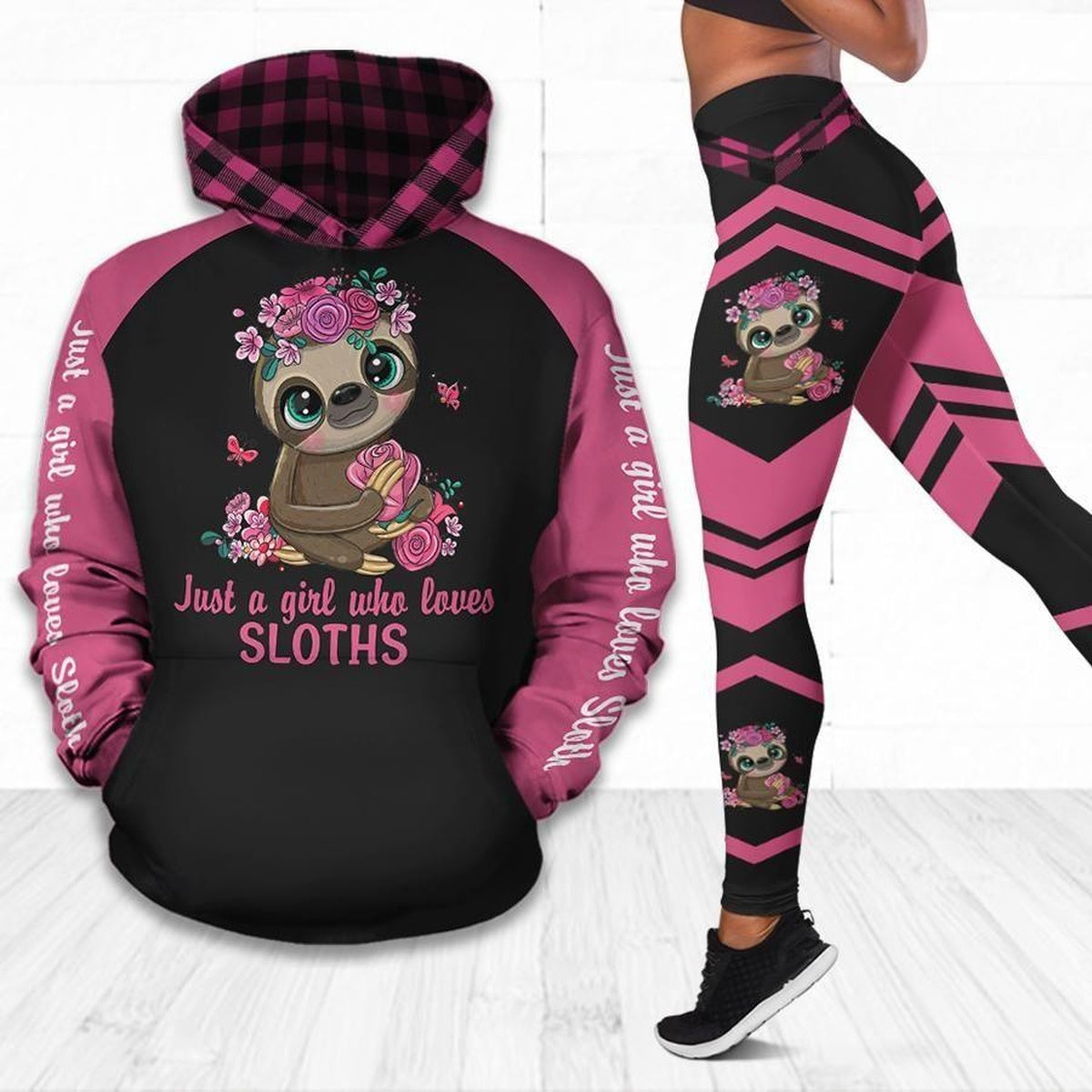 A Girl Loves Sloths Legging Hoodie, Sloth Lover Legging Hoodie