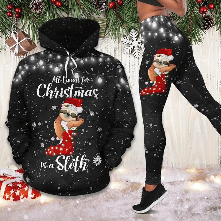 All I Want For Christmas Is You Sloth Legging Hoodie ,Sloth Legging Hoodie