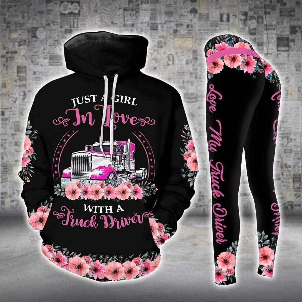 A Girl In Love With Truck Driver Legging Hoodie , Truck Driver Legging Hoodie