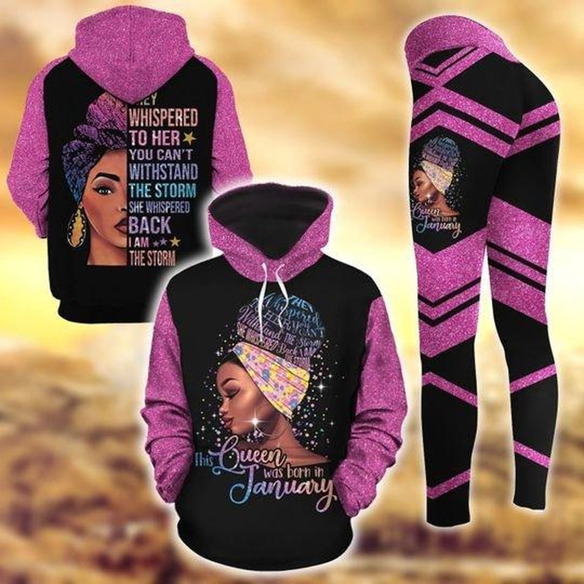 This Queen Was Born Is January Legging Hoodie, African Legging Hoodie