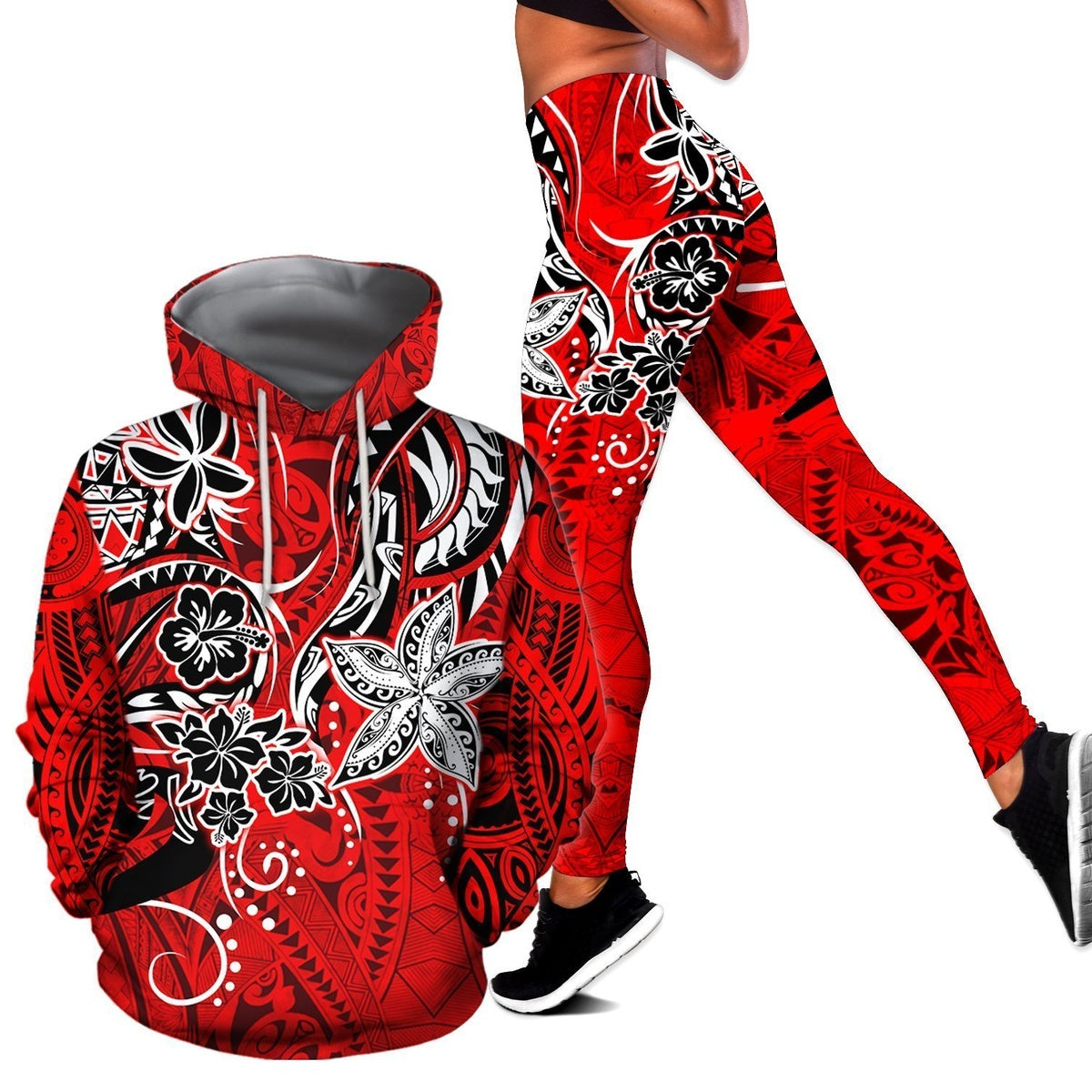 Amazing Polynesian Tribal Legging Hoodie, Tattoo Lover Legging Hoodie