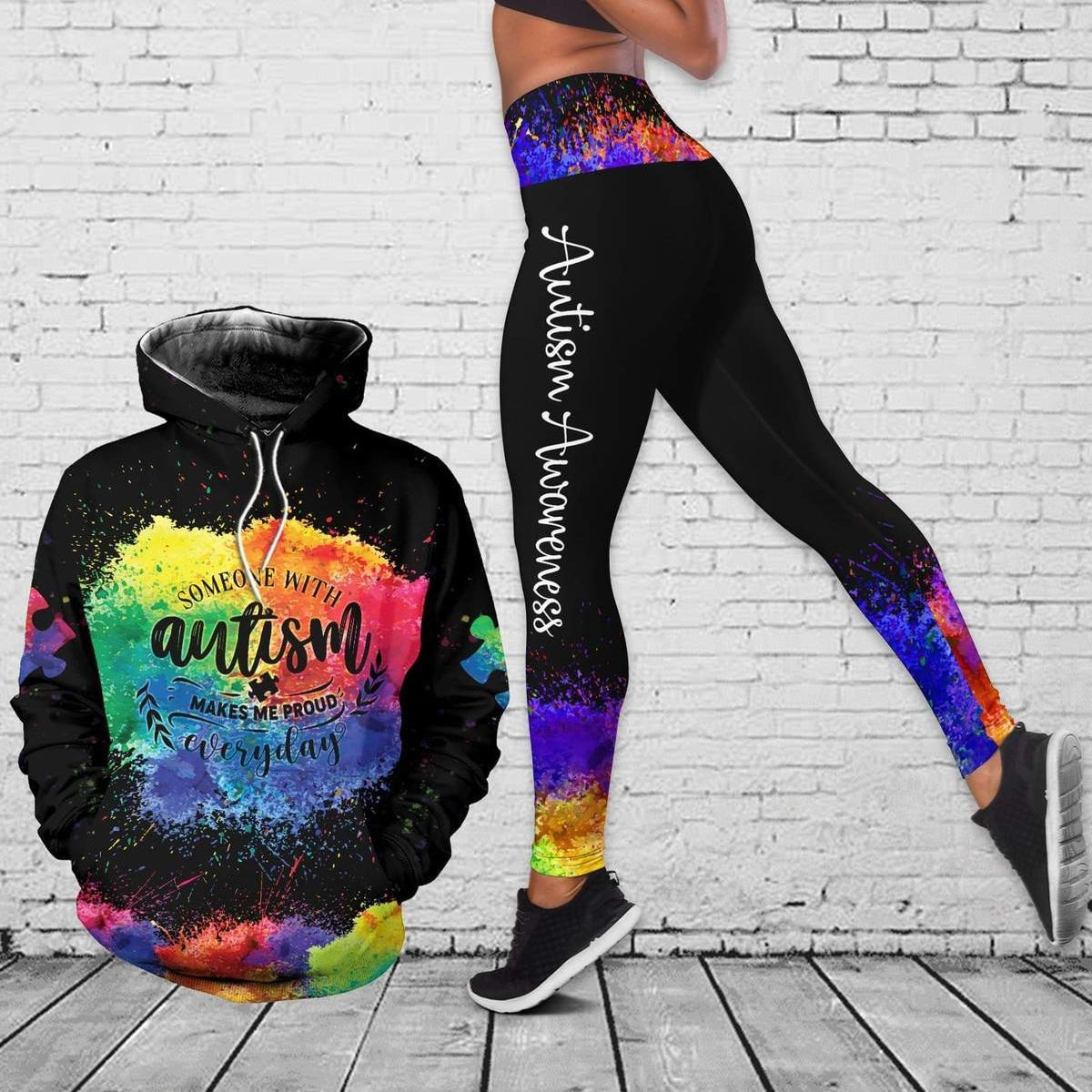 Autism Awareness Proud Of You Rainbow Legging Hoodie, Autism Awareness Legging Hoodie