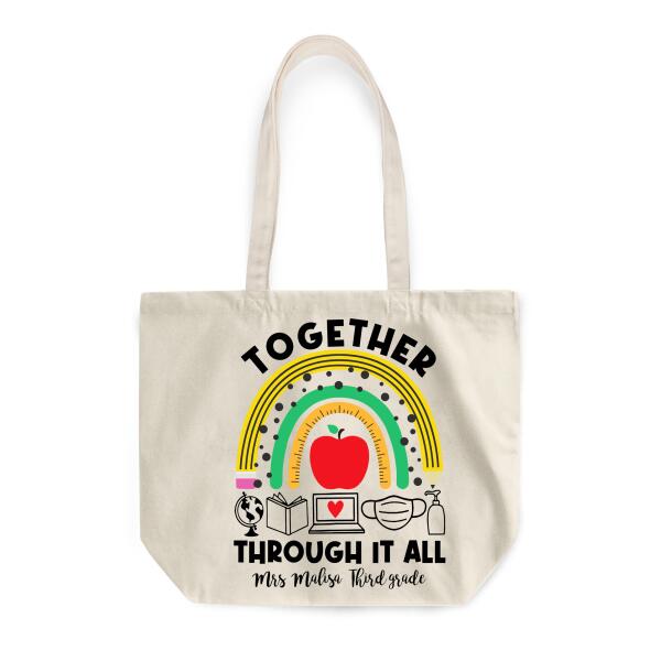 Personalized Teacher canvas Tote Bag – Together Through It All
