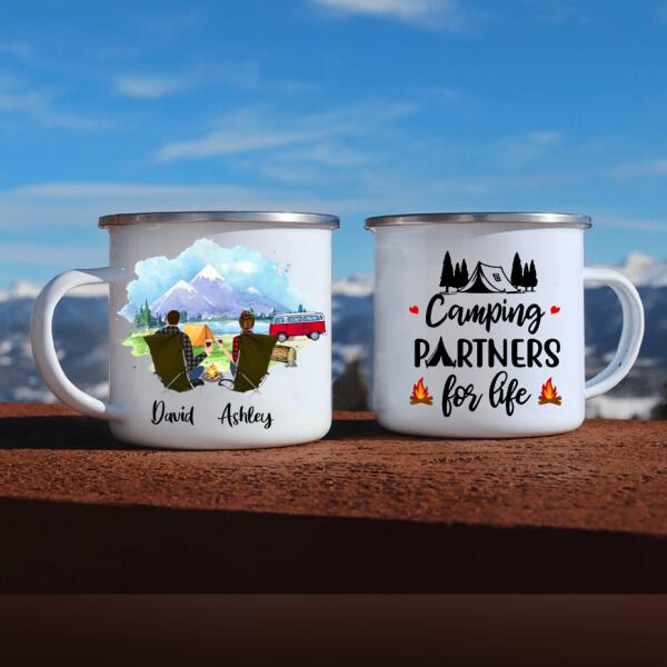 Personalized Camping Mugs – Camping Partners For Life, Couple Camping Mugs