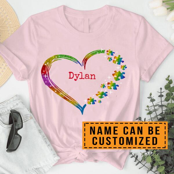 Personalized  Autism Puzzle Heart Shirt