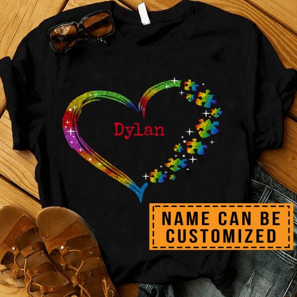 Personalized  Autism Puzzle Heart Shirt