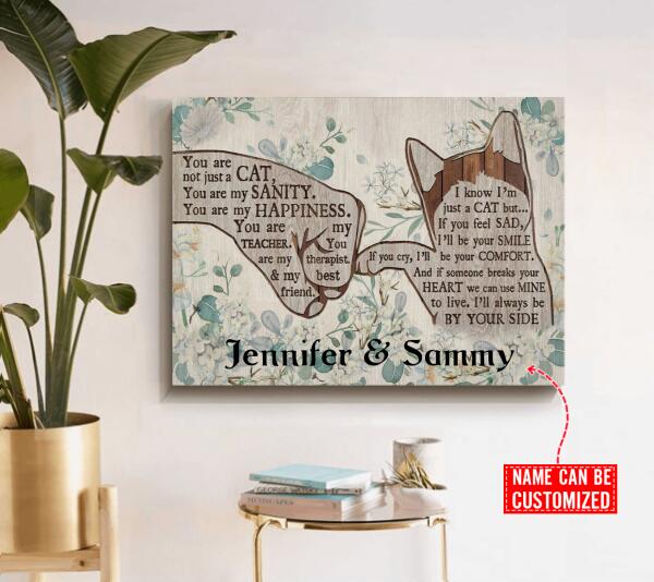 Personalized Cat Canvas – Cat Wood Floral Always