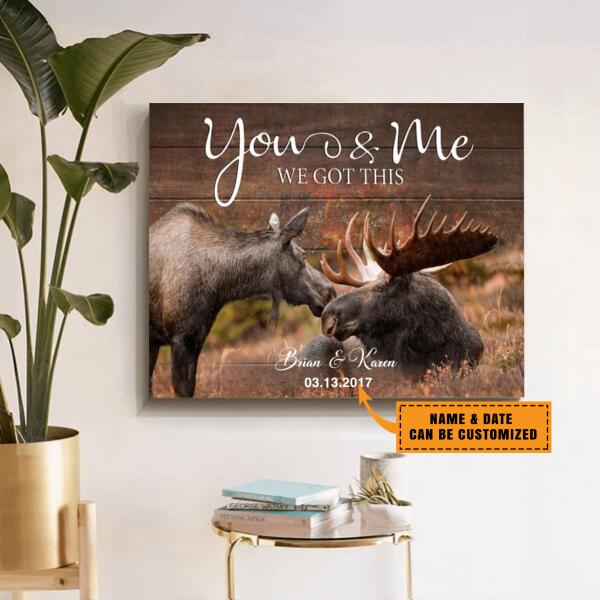 Personalized Hunting Canvas – You & Me We Got This Moose Couple