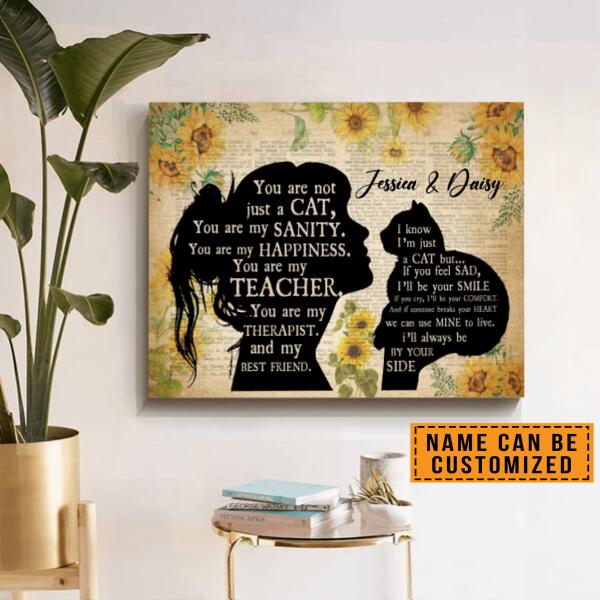 Personalized Cat Canvas – You Are My Happiness My Therapist My Best Friend