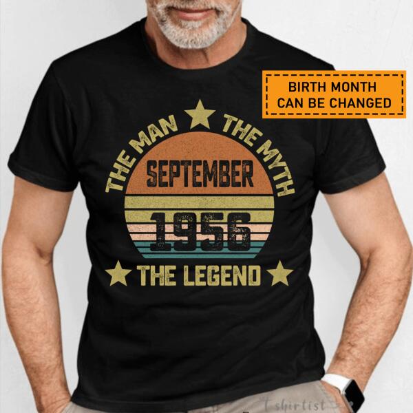 Birth Month Can Be Changed – 65th Birthday Gift Shirt, Vintage 1956 The Man The Myth The Legend T-Shirt