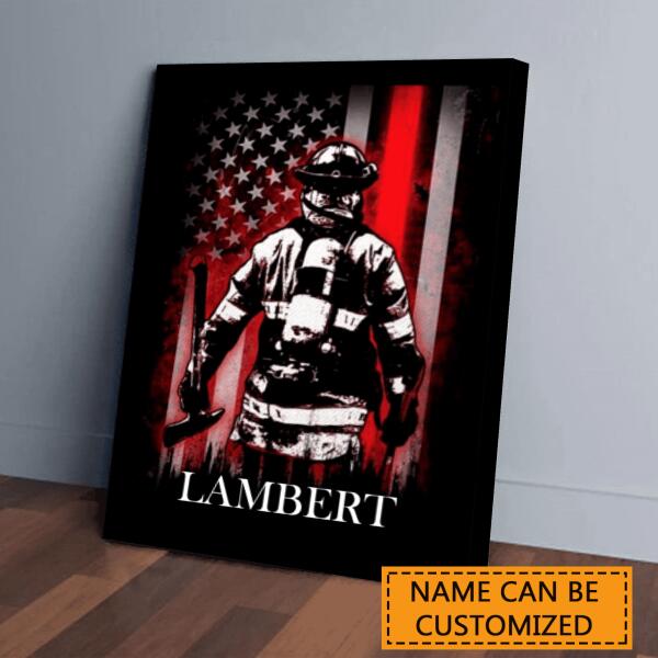 Personalized Firefighter Canvas – Thin Red Line Bunker Gear