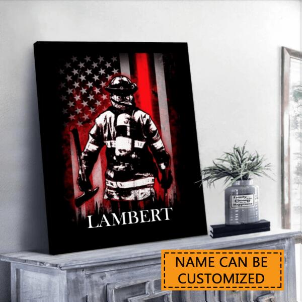 Personalized Firefighter Canvas – Thin Red Line Bunker Gear