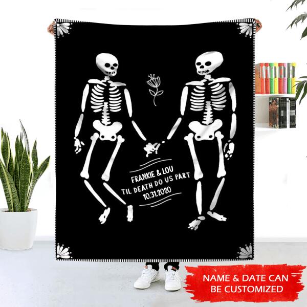 Couple Names Skeleton Til Death Do Us Part Blanket