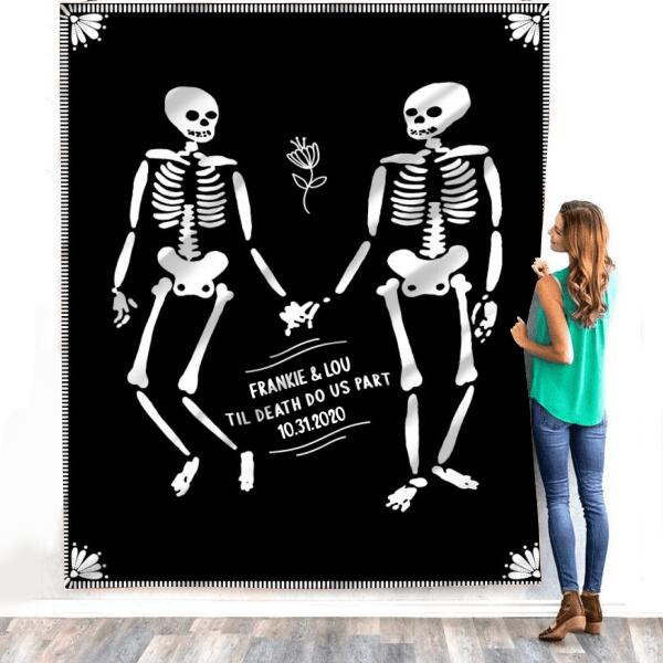 Couple Names Skeleton Til Death Do Us Part Blanket