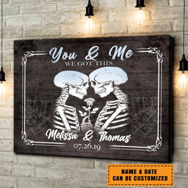 Personalized Halloween Canvas – Gothic Skull You and Me We Got This