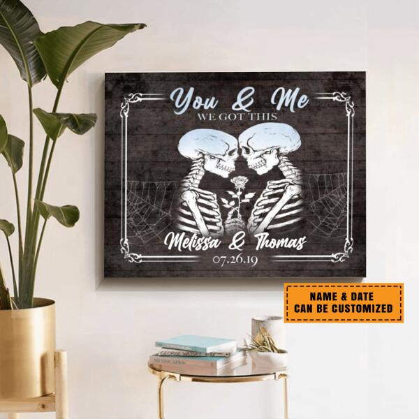 Personalized Halloween Canvas – Gothic Skull You and Me We Got This