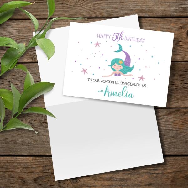 Personalized Mermaid Happy Birthday Card