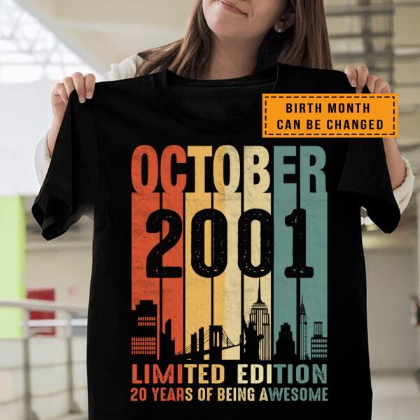 Birth Month Can Be Changed – 2001 Limited Edition 20 Years Of Being Awesome Shirt