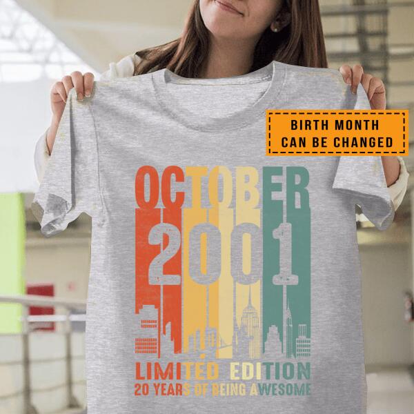 Birth Month Can Be Changed – 2001 Limited Edition 20 Years Of Being Awesome Shirt
