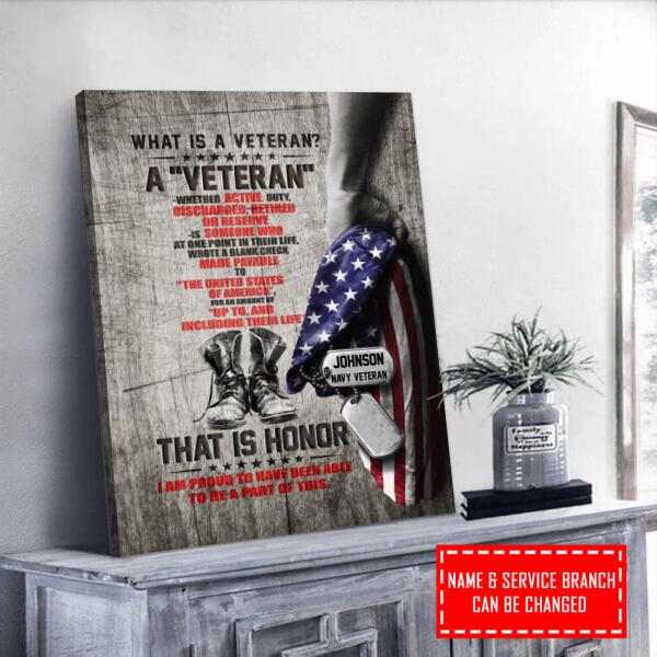 Personalized Name And Service Branches What Is A Veteran Canvas Wall Art