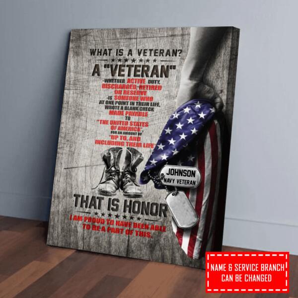 Personalized Name And Service Branches What Is A Veteran Canvas Wall Art