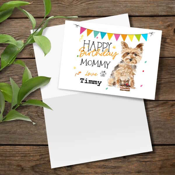 Yorkshire Terrier Personalized Birthday Card From The Dog