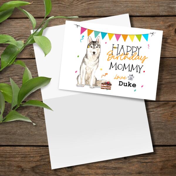 Siberian Husky Personalized Birthday Card From The Dog