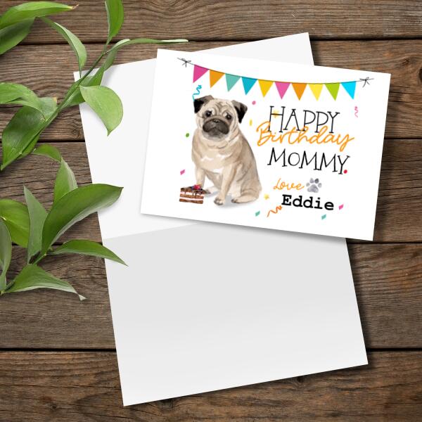 Pug Personalized Birthday Card From The Dog