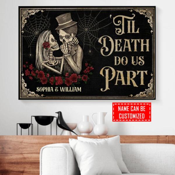 Personalized Skeleton Skull Couple Poster Till Death Do Us Part