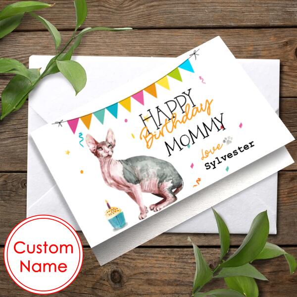 Personalized Sphynx Sphinx Birthday Card From The Cat For Mum Dad Or For The Cat