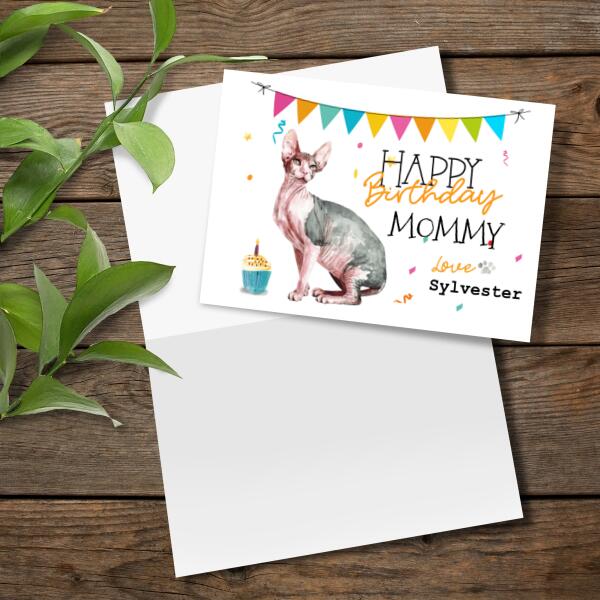 Personalized Sphynx Sphinx Birthday Card From The Cat For Mum Dad Or For The Cat