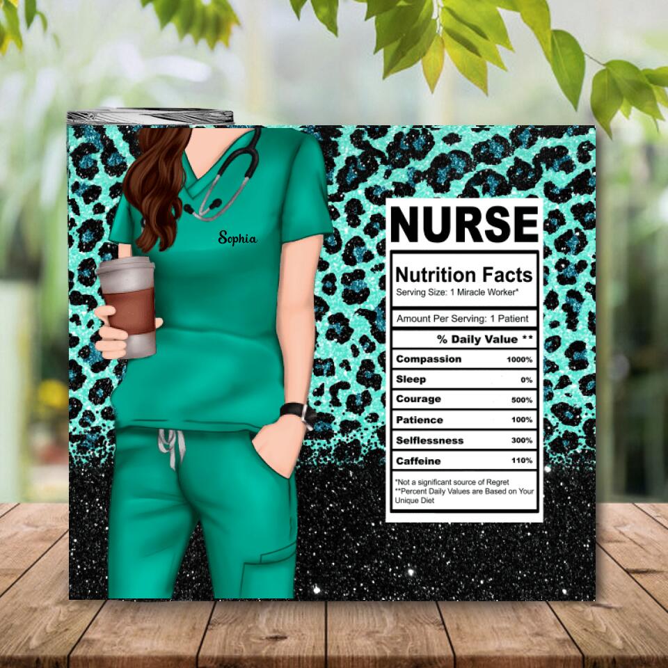 Personalized Nurse Nutrition Facts Skinny Tumbler, Custom Nurse Skinny Tumbler