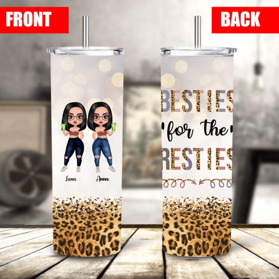 Personalized Besties For The Resties Skinny Tumbler, Custom Besties Skinny Tumbler