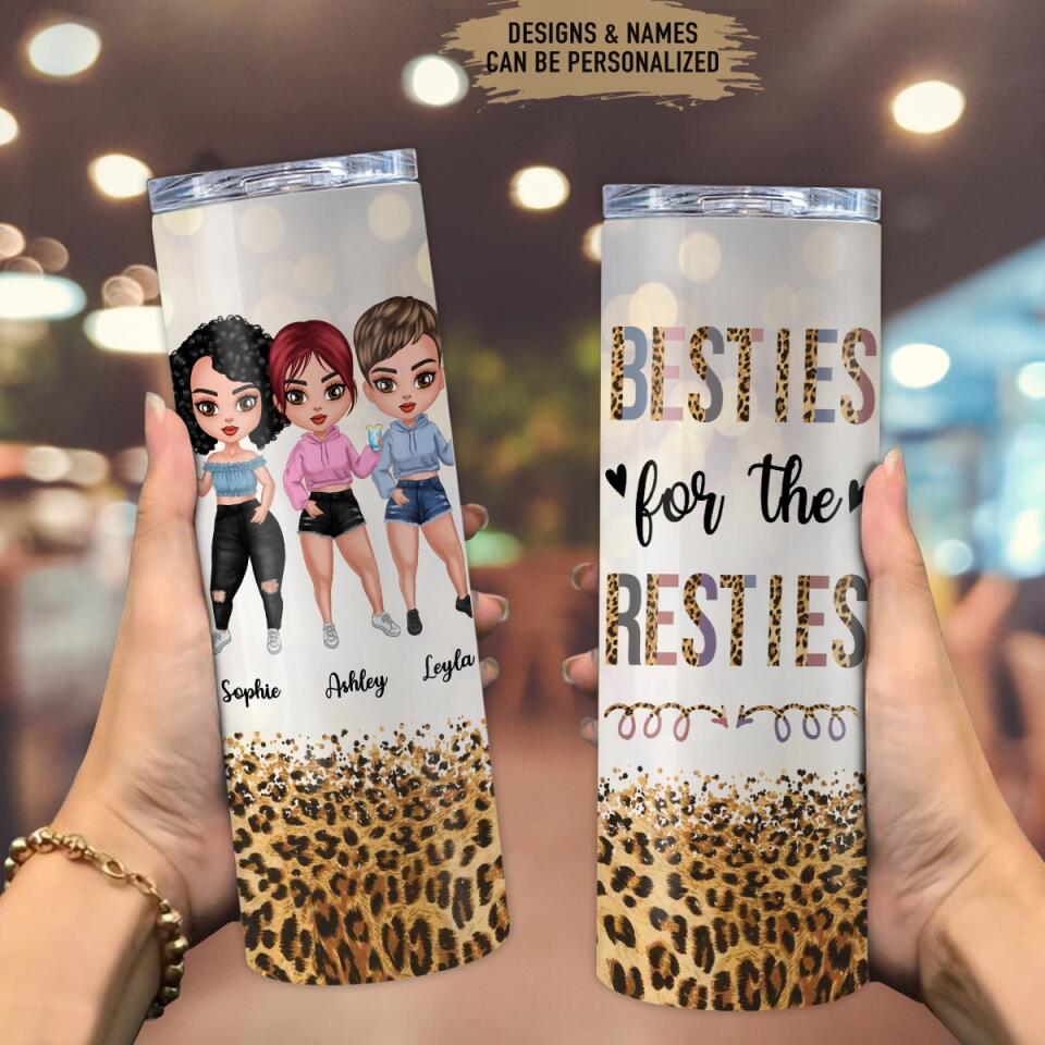 Personalized Besties For The Resties Skinny Tumbler, Custom Besties Skinny Tumbler