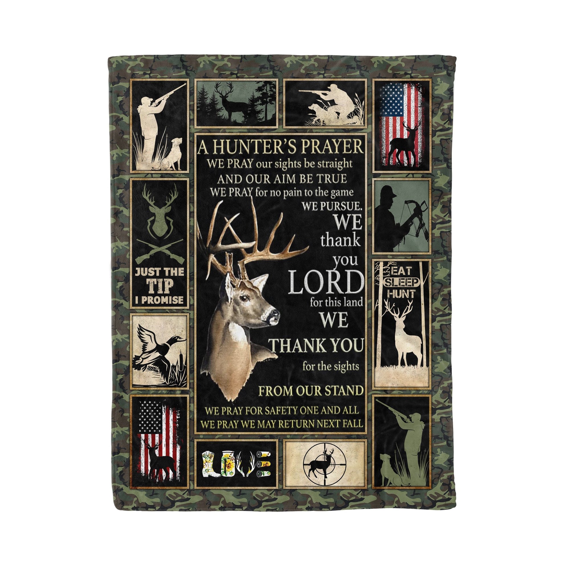 A Hunter’s Prayer Hunting Fleece Blanket, Sherpa Blanket