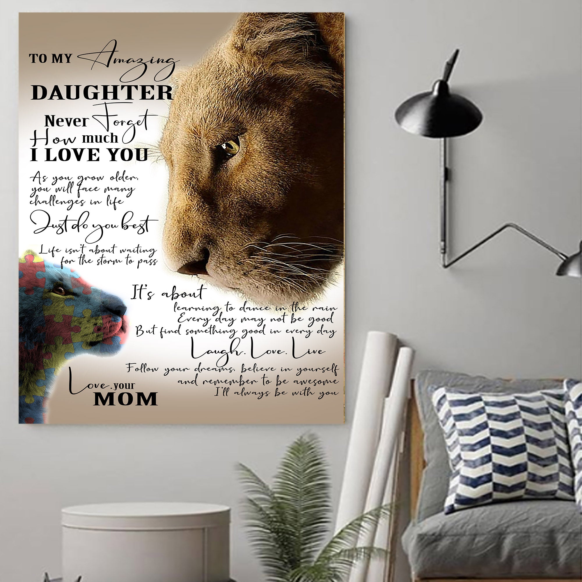 Mom To Amazing Daughter Autism Poster