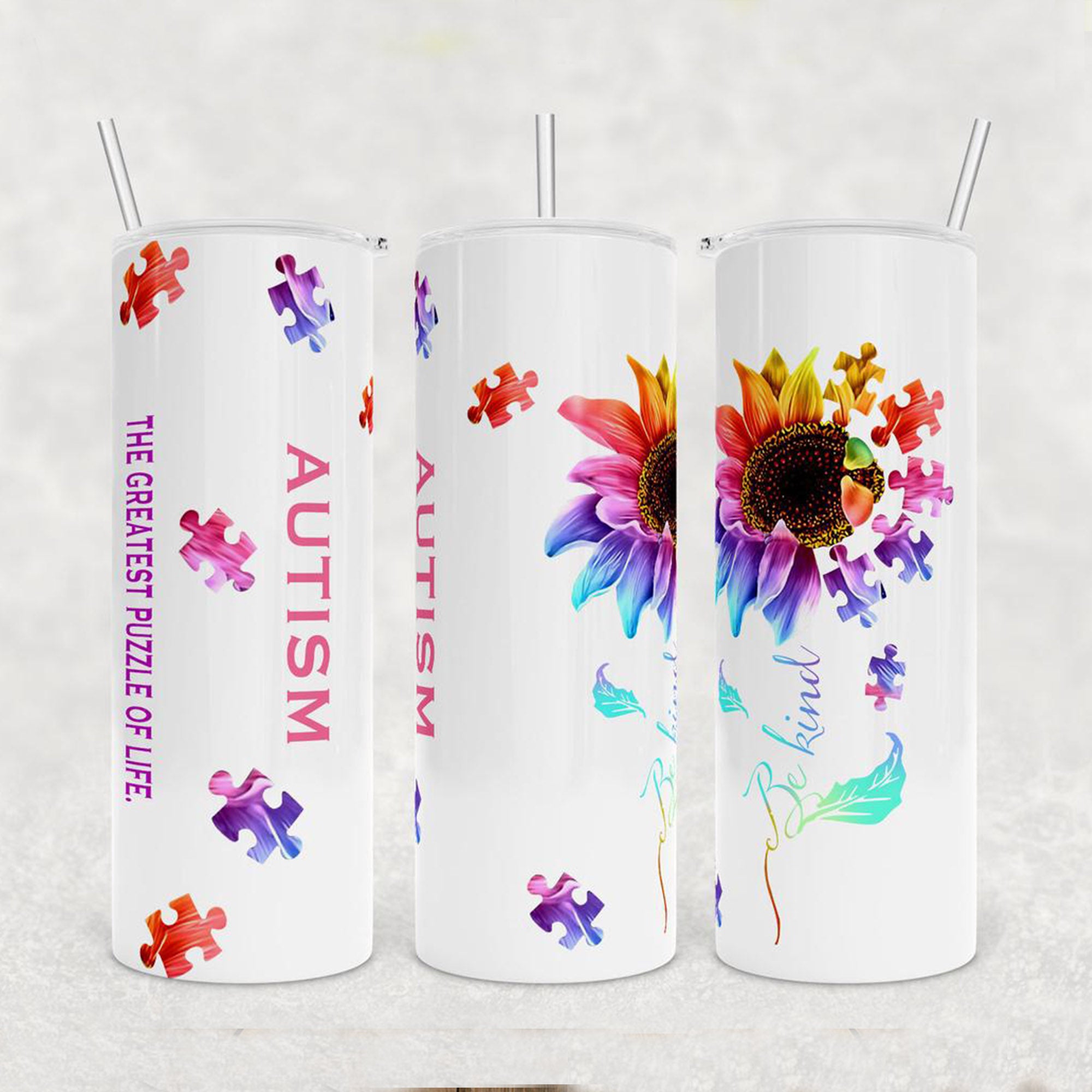 Autism The Greatest Puzzle Of Life Autism Skinny Tumbler