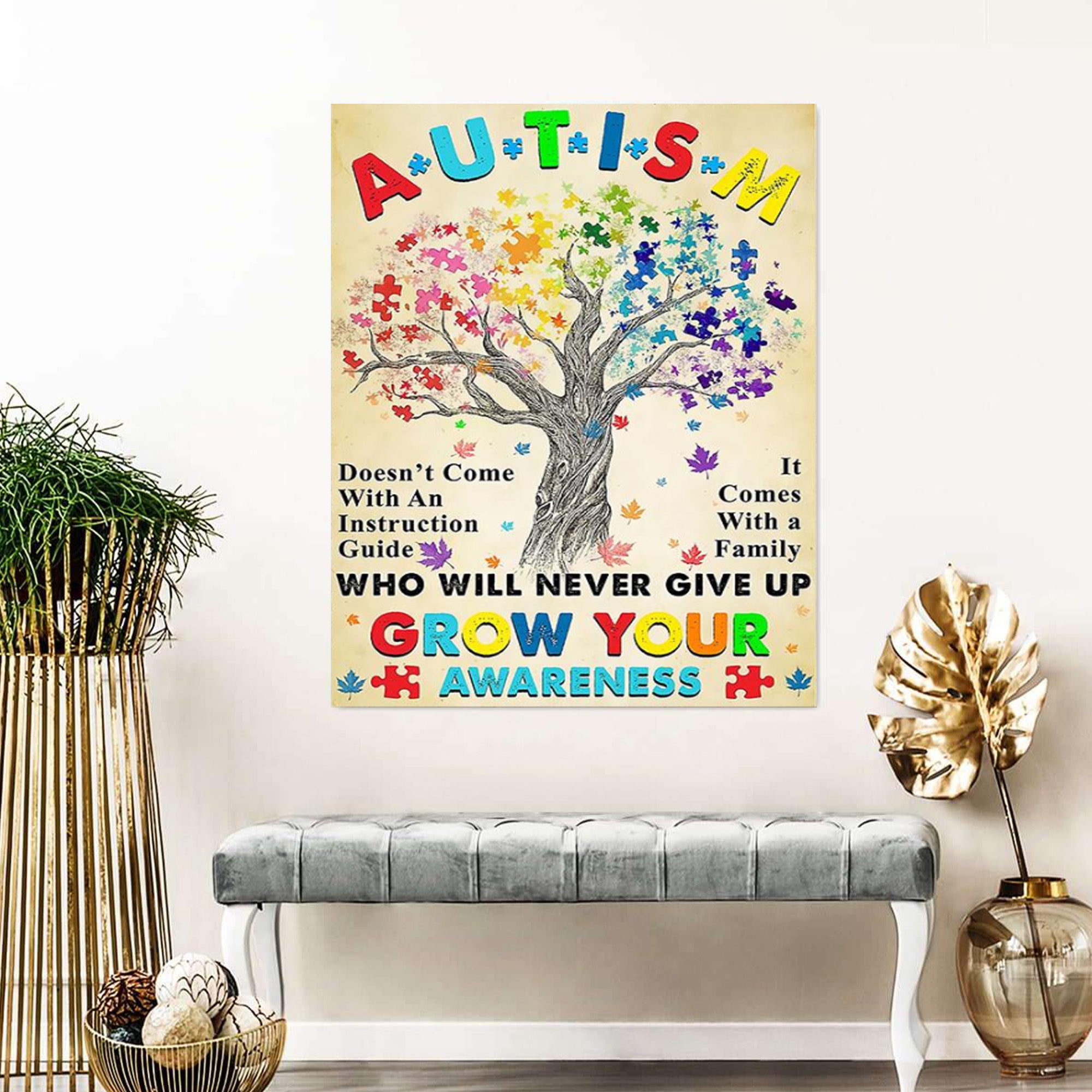 Autism Poster – Autism Who Will Never Give Up Grow Your Awareness