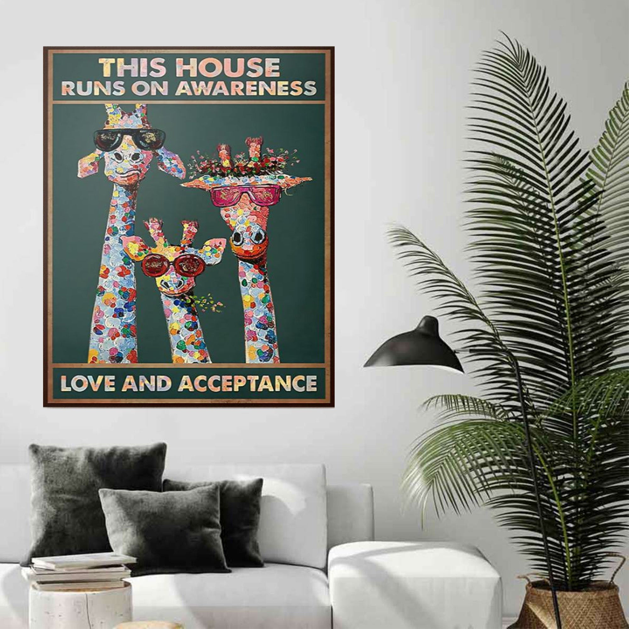 Autism Poster – This House Runs On Awareness Love And Acceptance