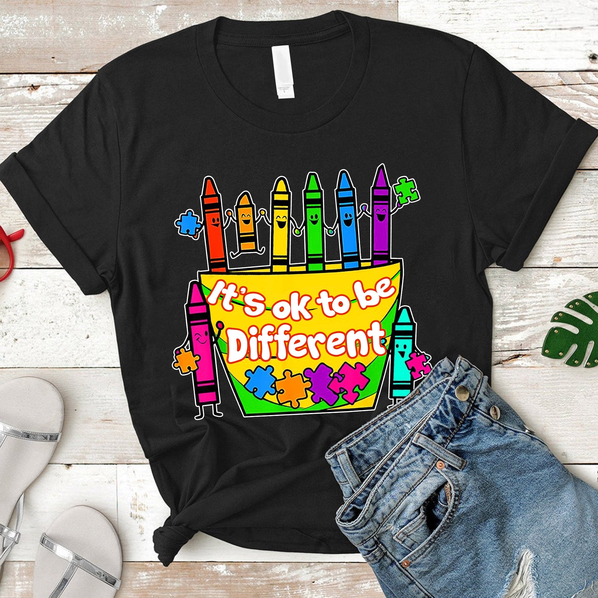 Crayons It’s Ok To Be Different Autism T Shirts