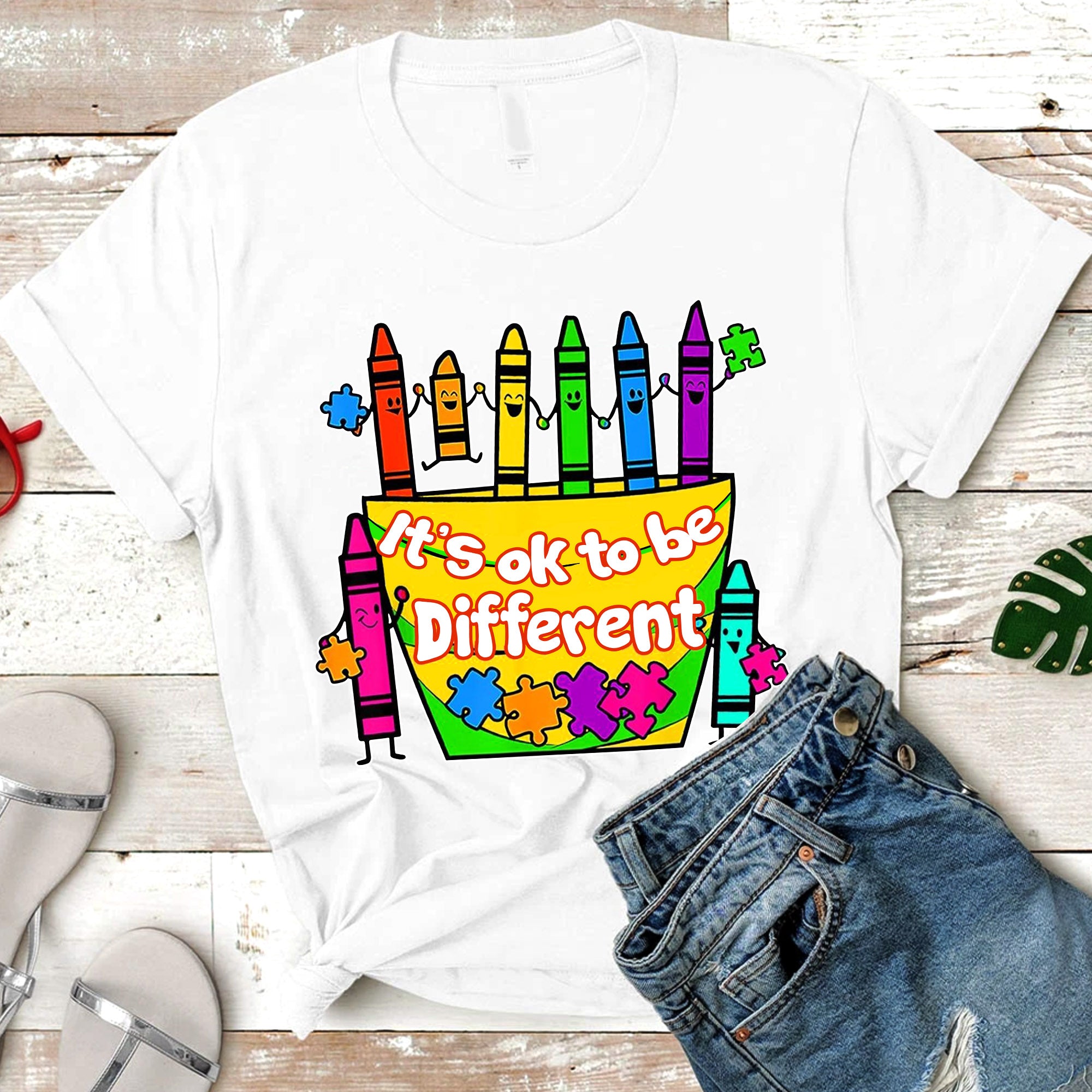 Crayons It’s Ok To Be Different Autism T Shirts